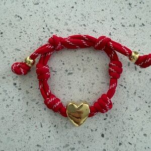 BaubleBar Bracelet Chic Red Bracelet with Gold Heart Charm